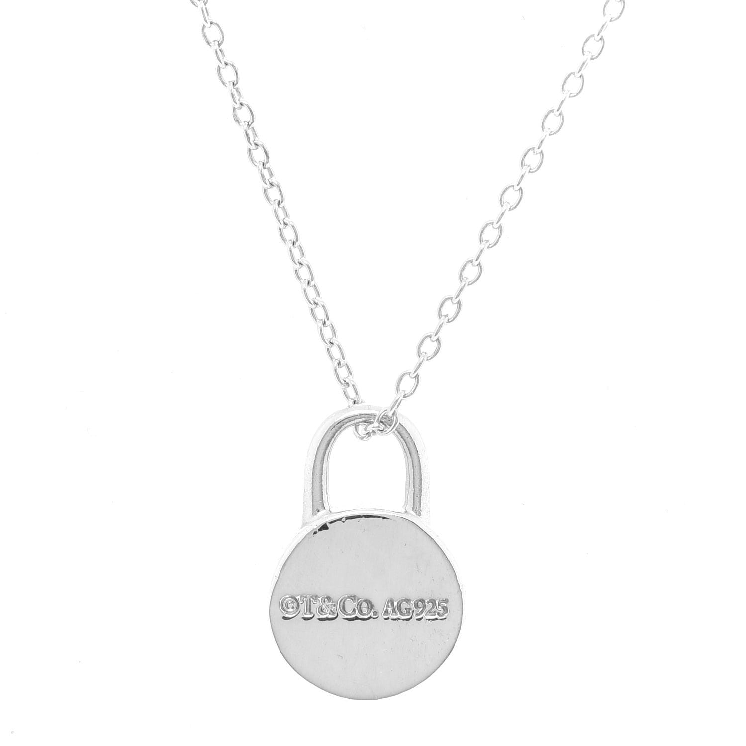 Tiffany Sterling Silver Diamond 1837 Circle Lock Necklace 6 of 6