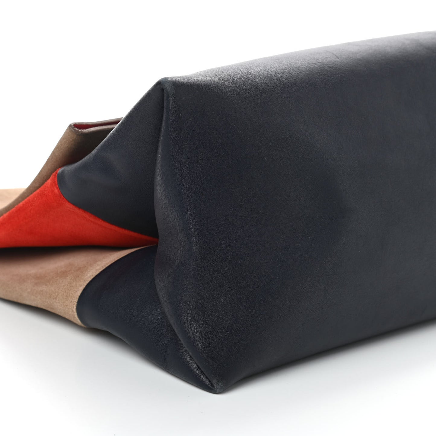 Calfskin Suede All Soft Shoulder Bag Grey Bright Orange Black