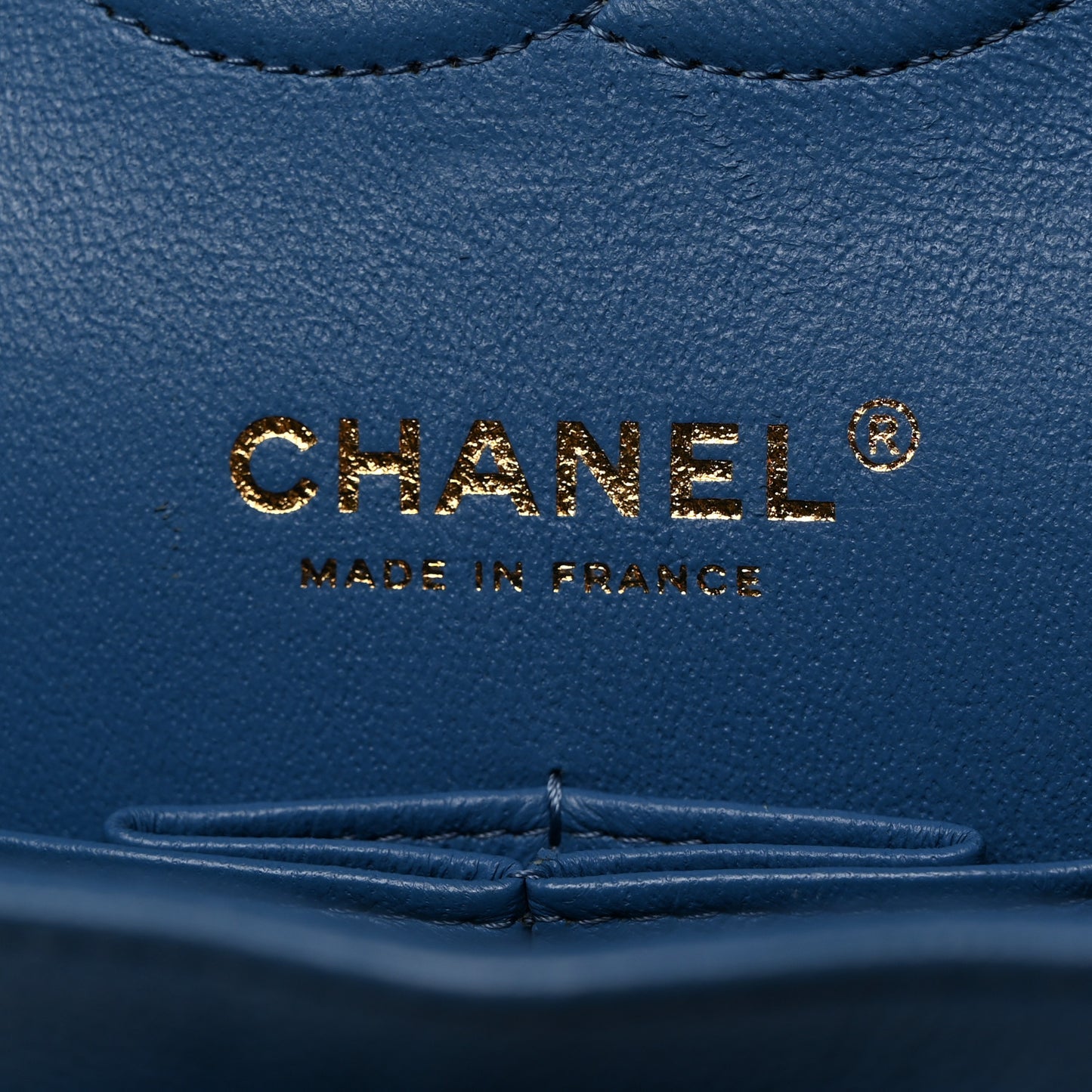 Caviar Quilted Medium Double Flap Blue