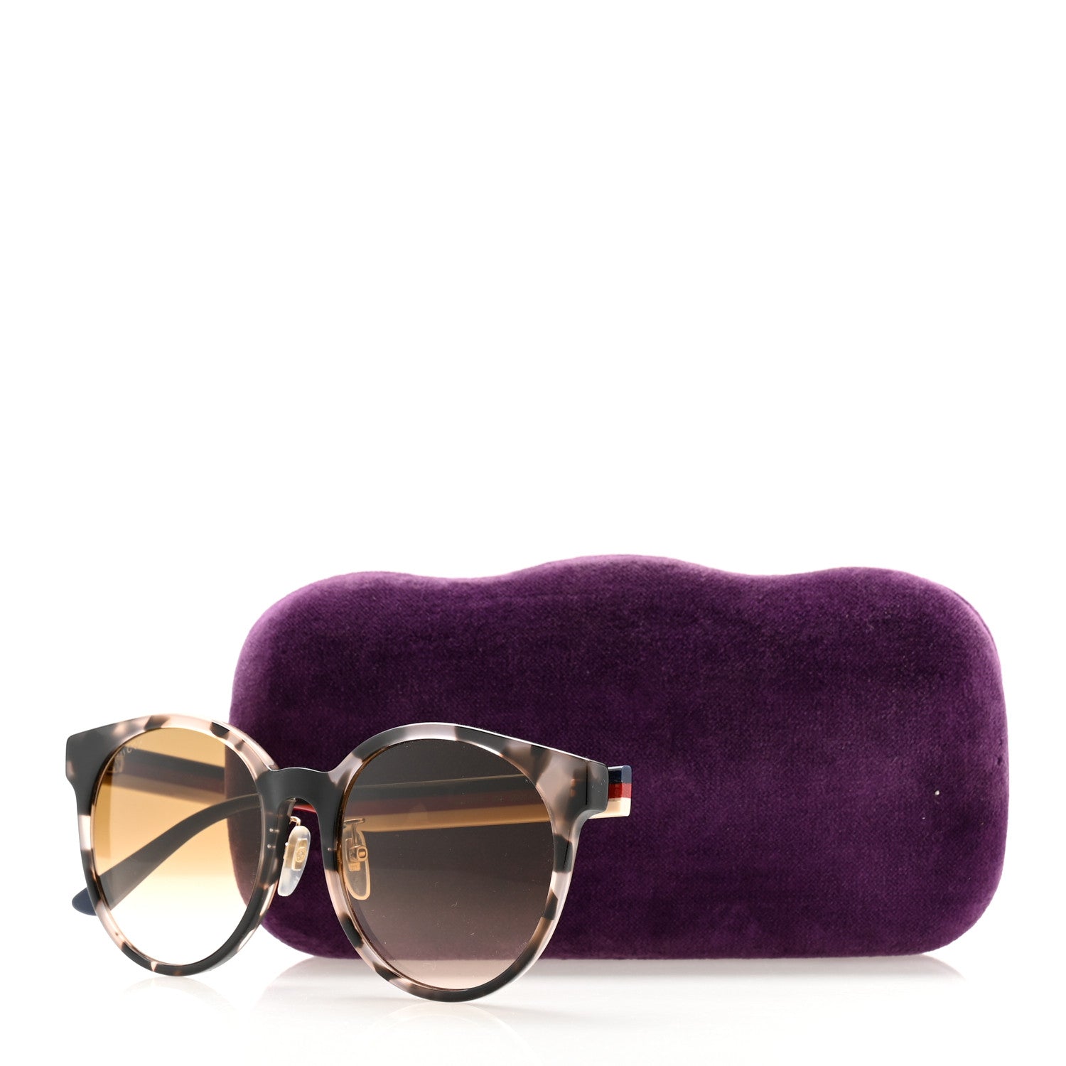 Gucci Acetate Round Eye GG Web Sunglasses GG0416SK Tortoise 8 of 8