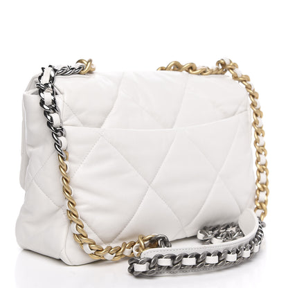 Chanel Goatskin Quilted Large 19 Flap White 3 of 11