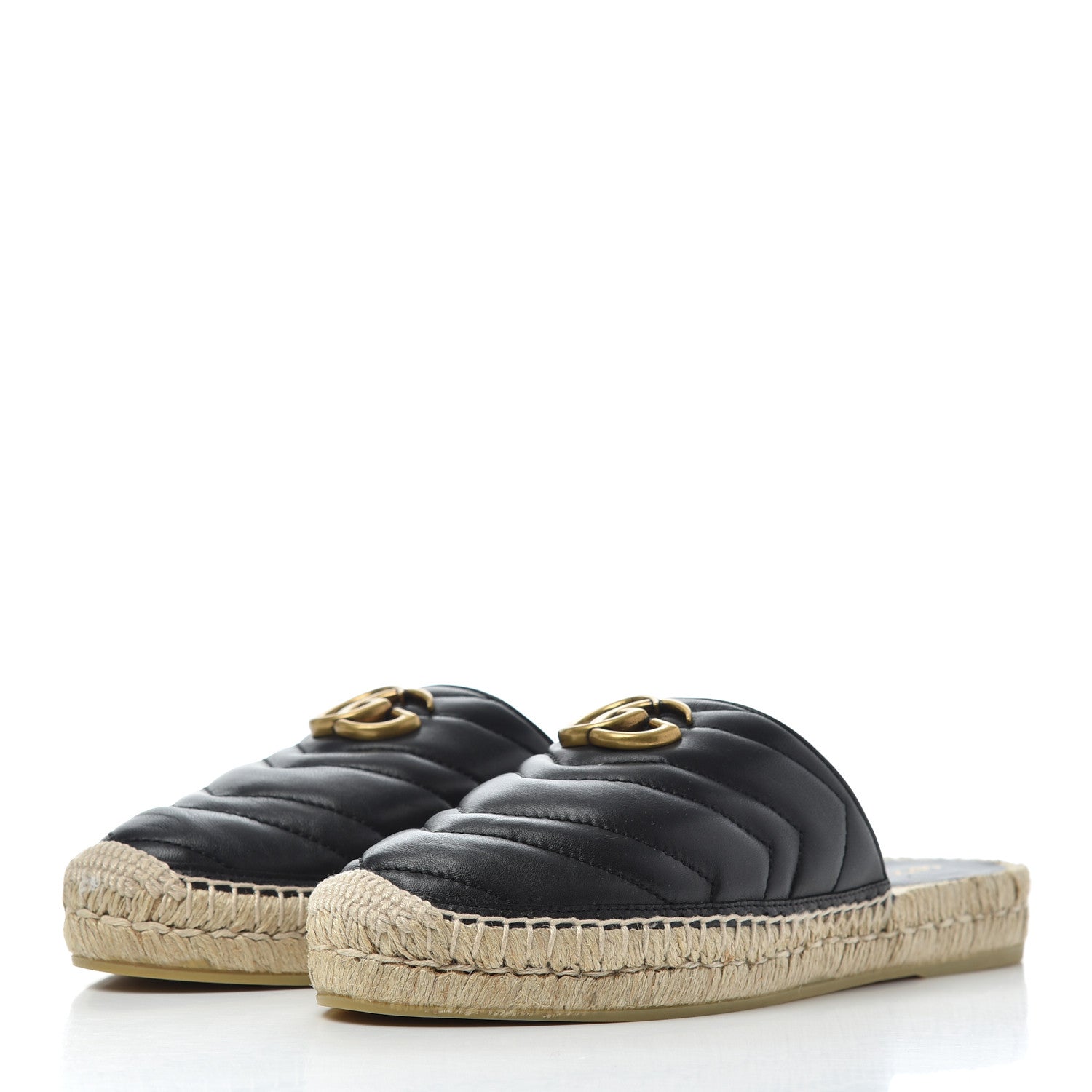 Gucci Nappa Matelasse GG Marmont Espadrille Slippers 38 Black 3 of 11