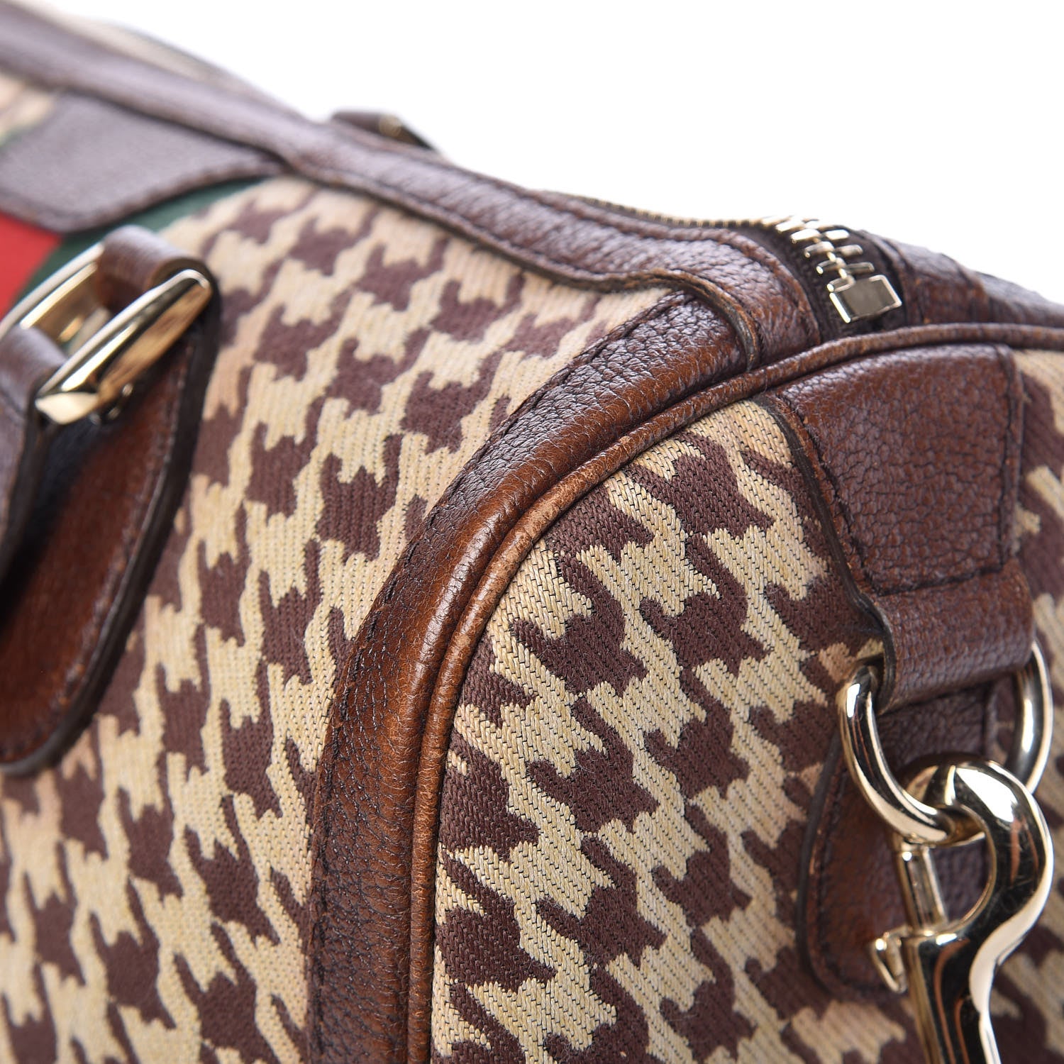 Gucci Fabric Pied De Poule Medium Seventies Web Boston Brown 9 of 15