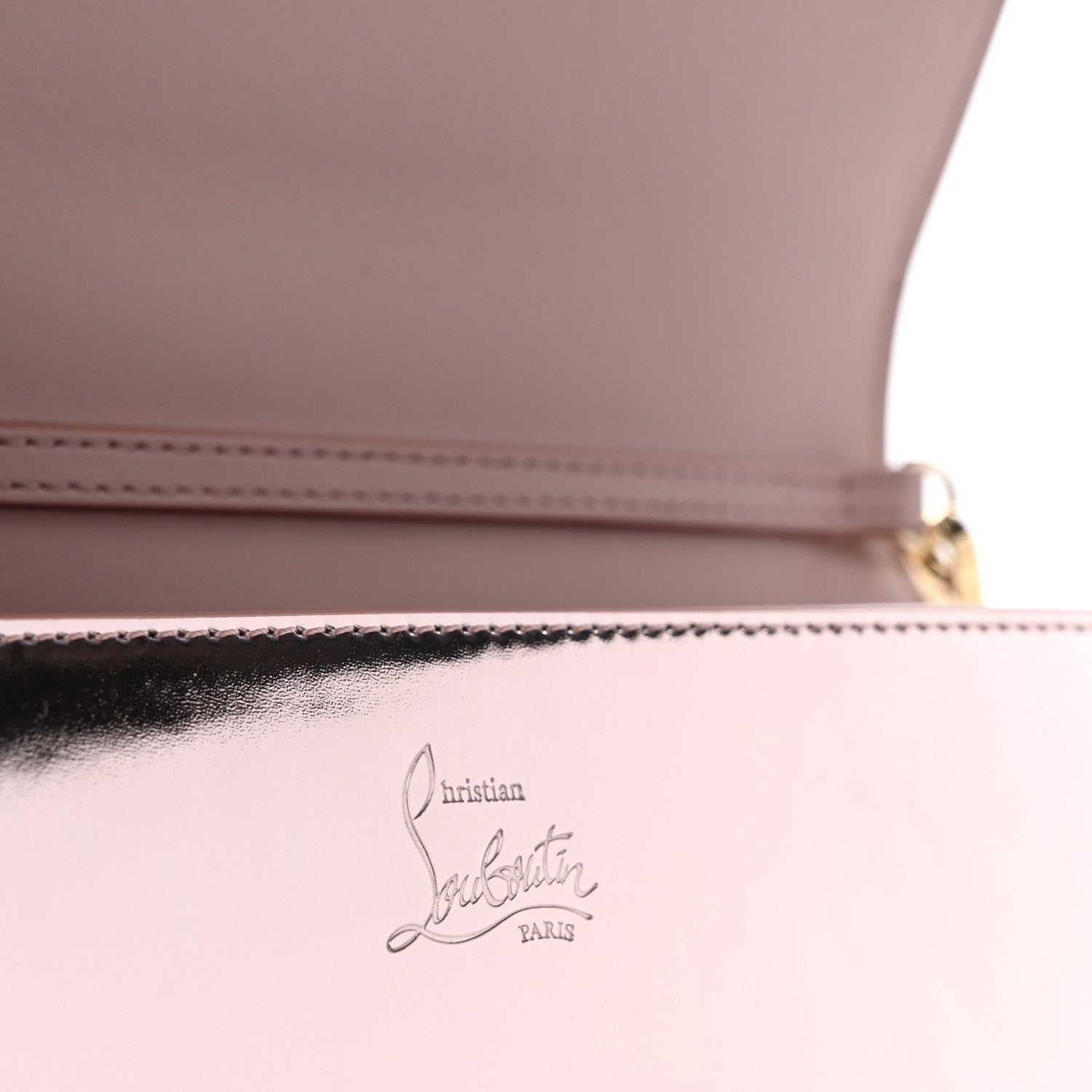Christian Louboutin Metallic Patent Calfskin Spikes Loubinthesky Paloma Clutch Vintage Rose 6 of 12