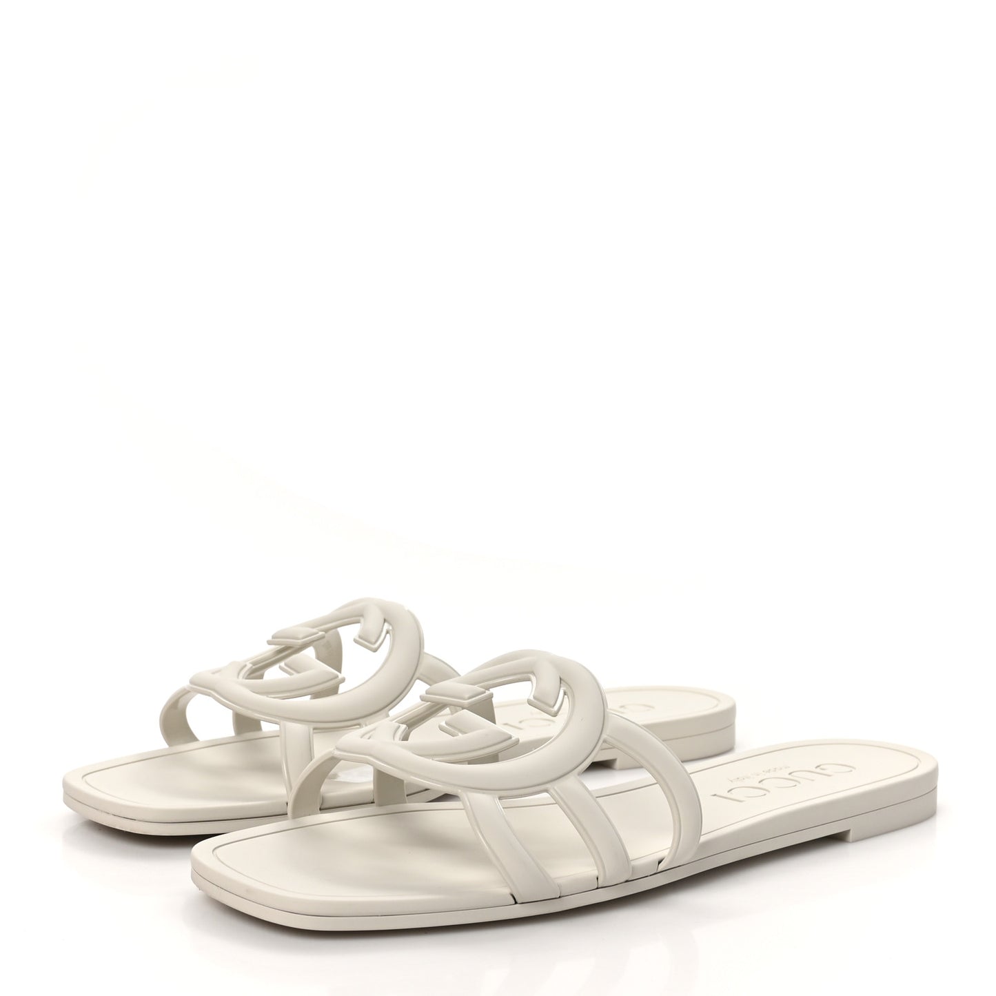 Rubber Interlocking G Womens Slide Sandals 40 Mystic White