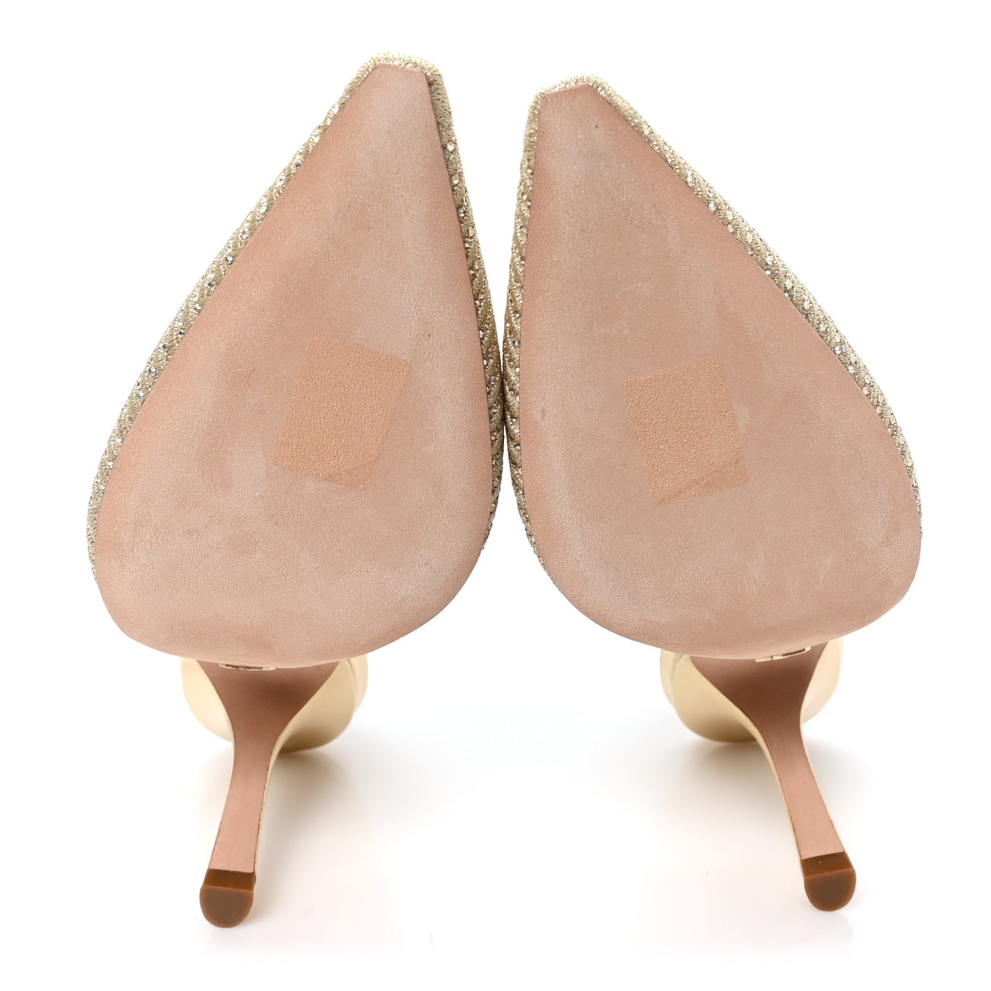 Cotton Laminated Strass J'Adior Slingback 100mm Pumps 38 Gold