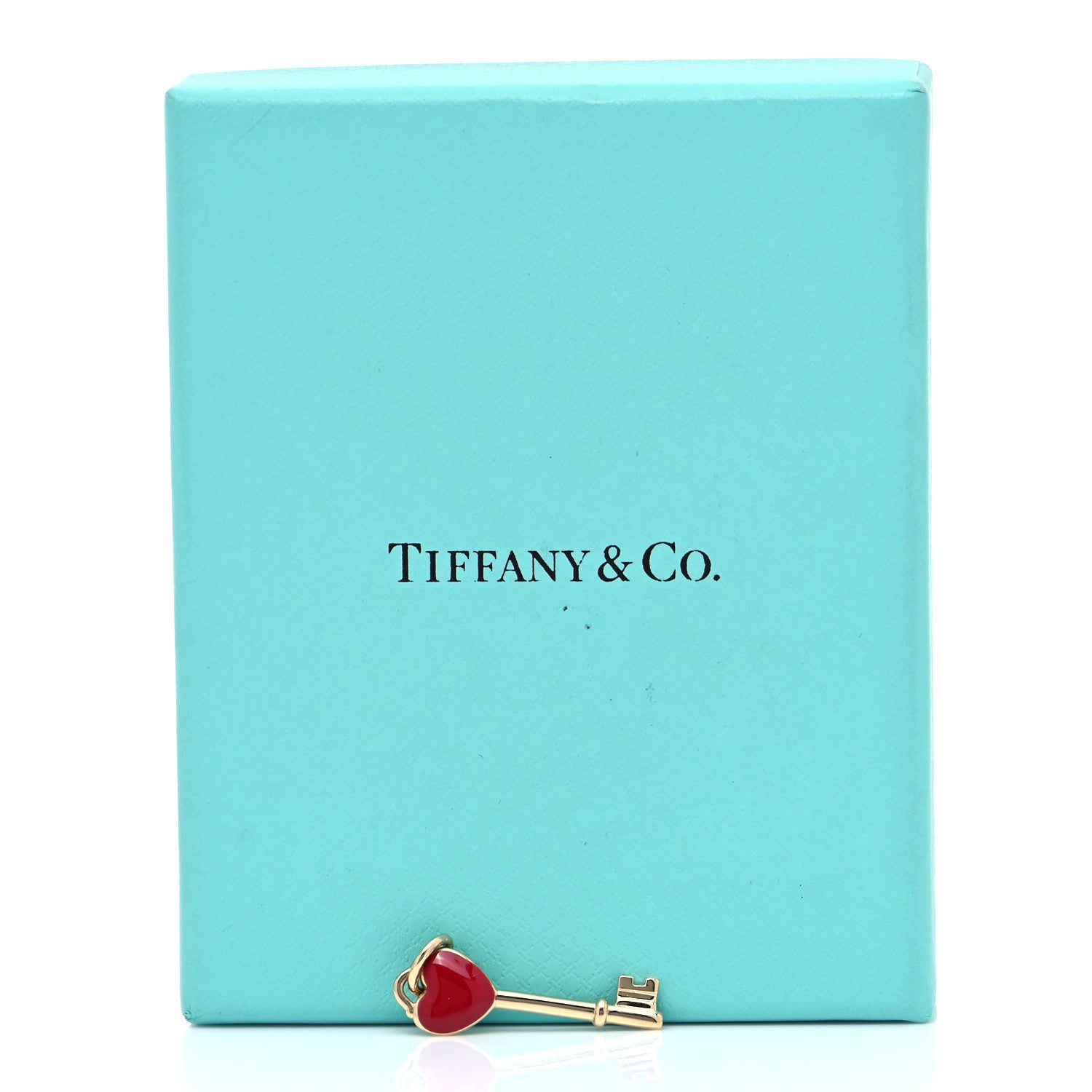 Tiffany 18K Yellow Gold Enamel Mini Heart Key Pendant Red 4 of 4