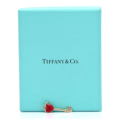 Tiffany 18K Yellow Gold Enamel Mini Heart Key Pendant Red 4 of 4