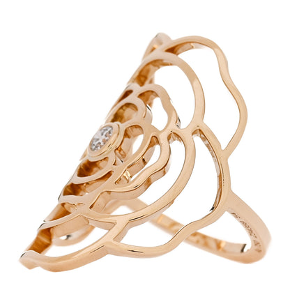 Chanel 18K Yellow Gold Diamond Petales de Camellia Ring 54 6.75 3 of 6