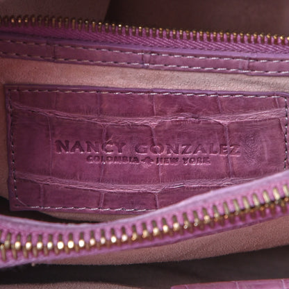 Nancy Gonzalez Crocodile Laser Cut Handbag Violet 7 of 9