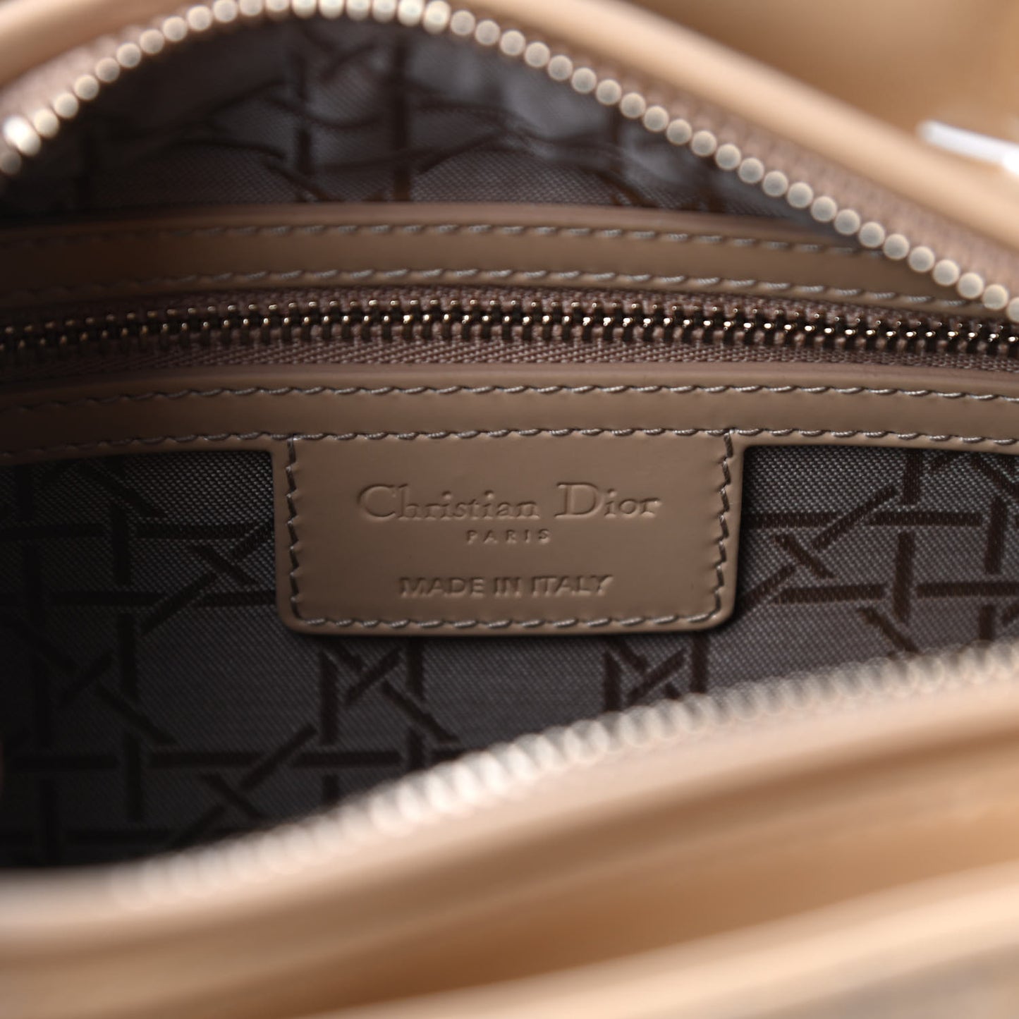 Patent Cannage Medium Lady Dior Dark Beige