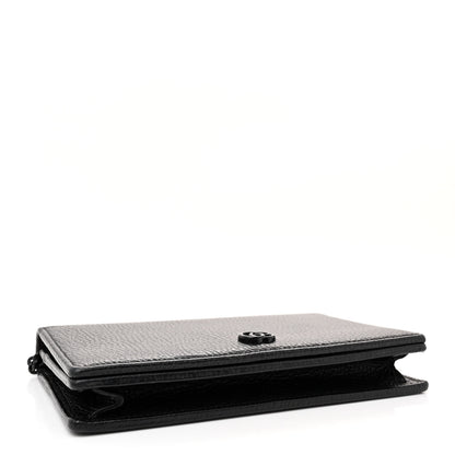 Gucci Dollar Calfskin Enamel Monochrome Mini GG Marmont Chain Wallet Black 4 of 11