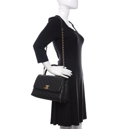Chanel Caviar Lizard Embossed Quilted Small Coco Handle Flap Black 2 of 14