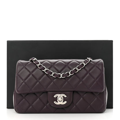 Chanel Lambskin Quilted Mini Rectangular Flap Dark Purple 12 of 12