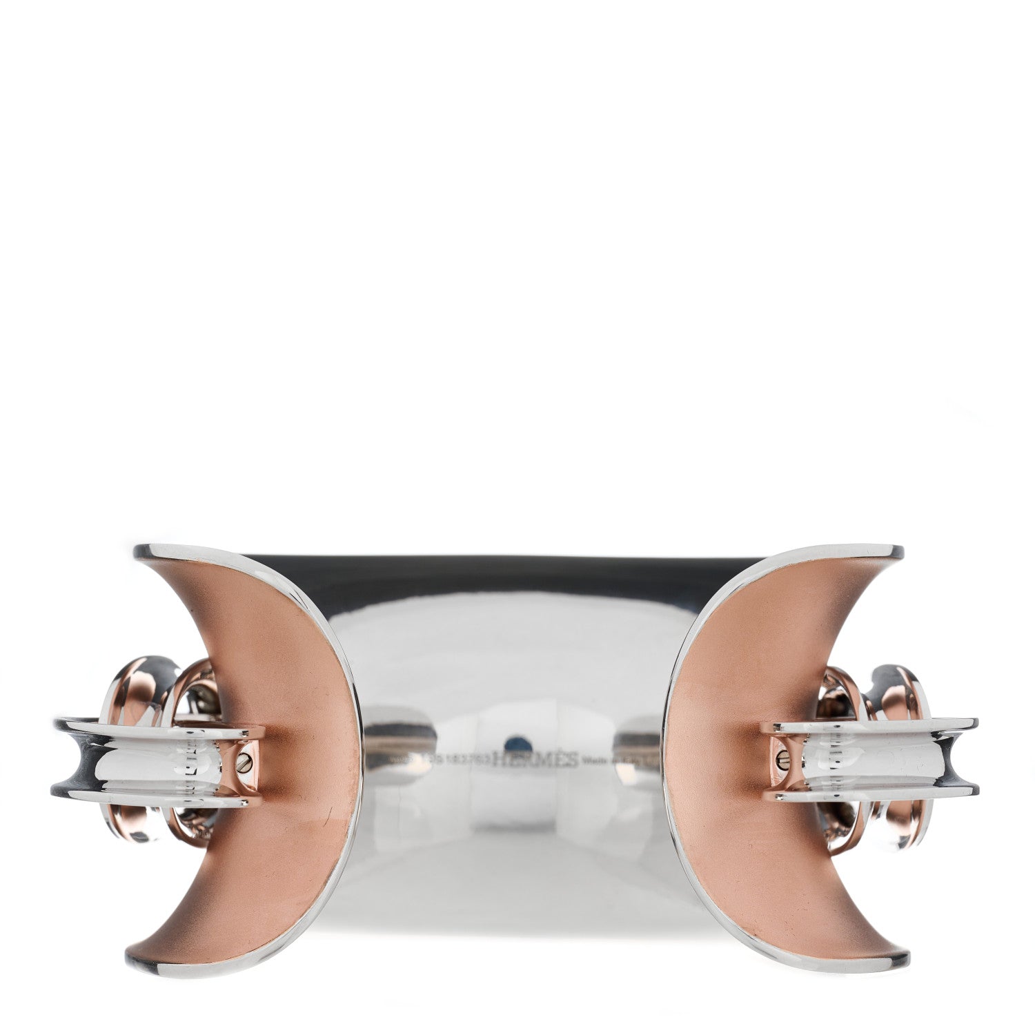 Hermes Sterling Silver Rose Gold Vermeil TGM Reponse Bracelet LG 2 of 3