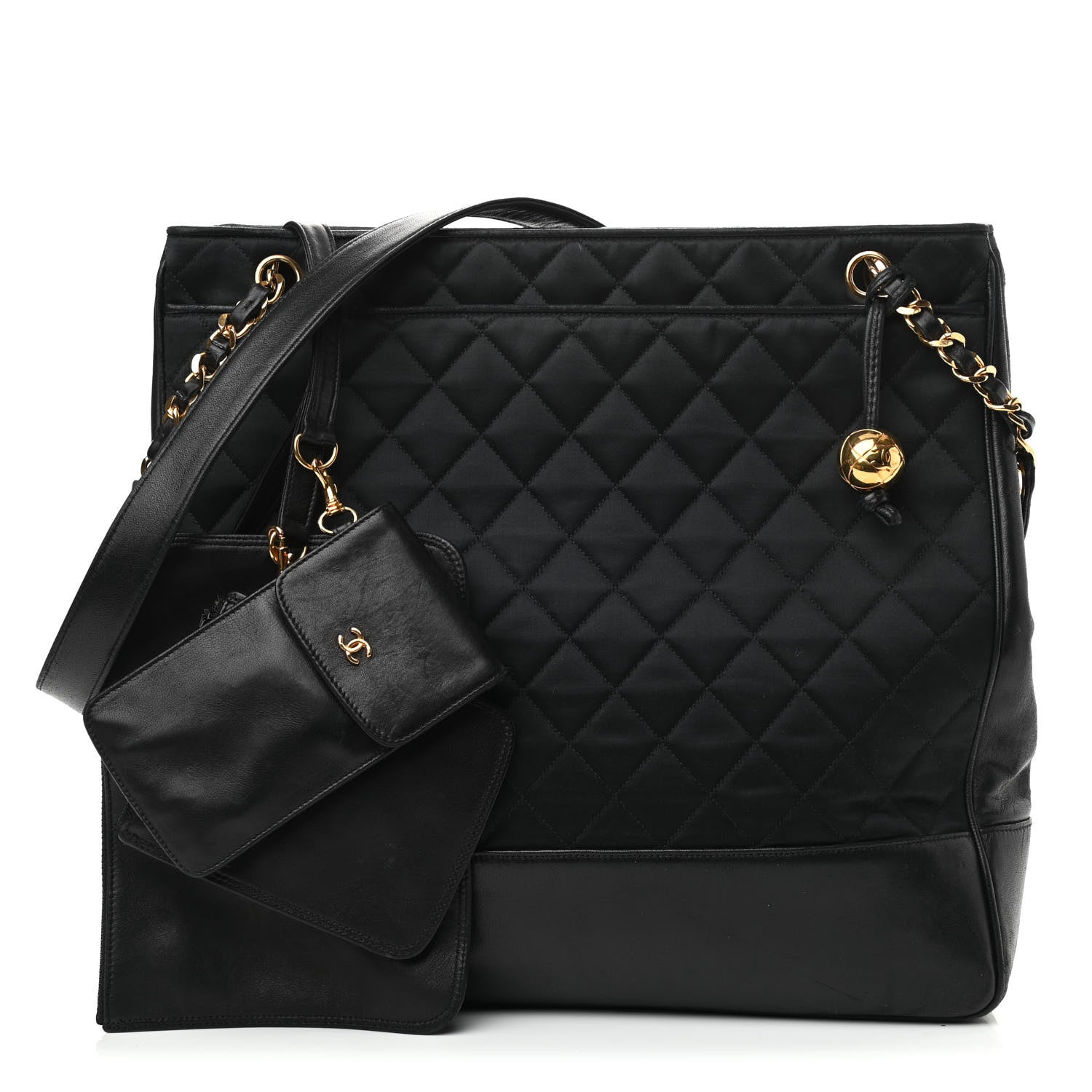 Chanel Satin Lambskin Quilted Shopping Tote Black 1 of 11
