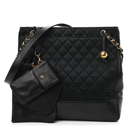 Chanel Satin Lambskin Quilted Shopping Tote Black 1 of 11
