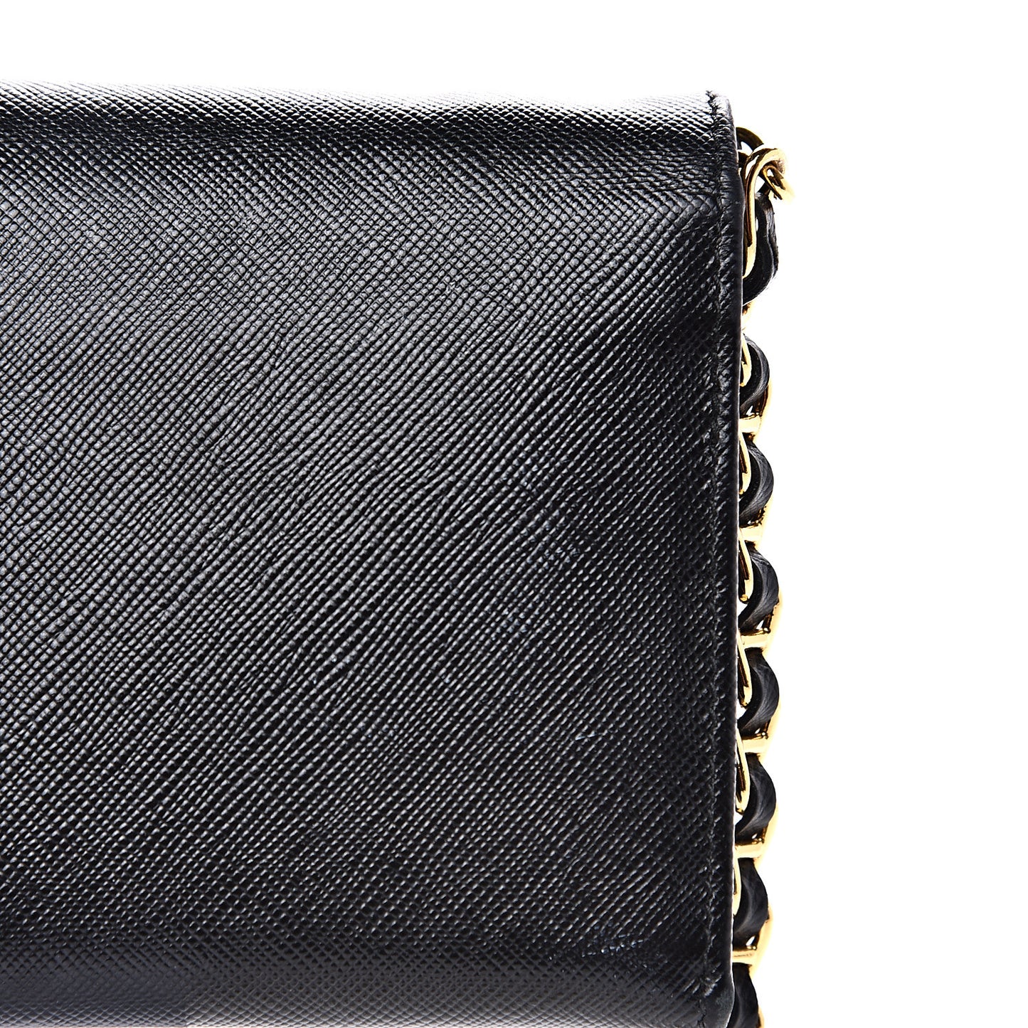 Saffiano Metal Oro Chain Wallet Black