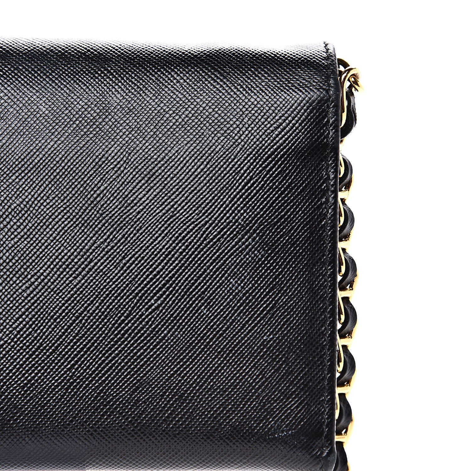 Prada Saffiano Metal Oro Chain Wallet Black 8 of 11