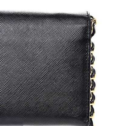 Prada Saffiano Metal Oro Chain Wallet Black 8 of 11