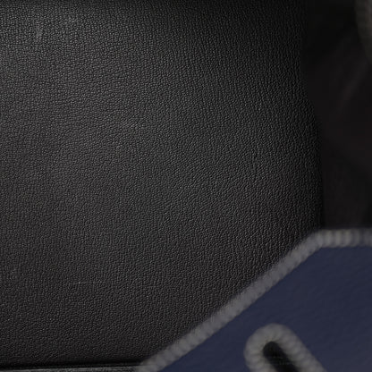 Hermes Togo Bi Color Horseshoe Birkin 40 Bleu Nuit Black 11 of 16