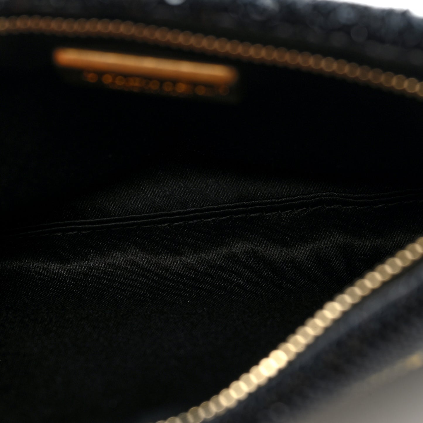 Sequin Do Not Disturb Minaudiere Clutch Black Gold