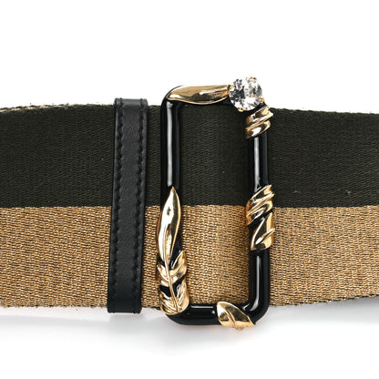 Fendi Ribbon Lurex Vitello Century Bi-Color Lines Adjustable Strap You Equatore Gold Lurex Equatore Gold Lurex Black 6 of 6