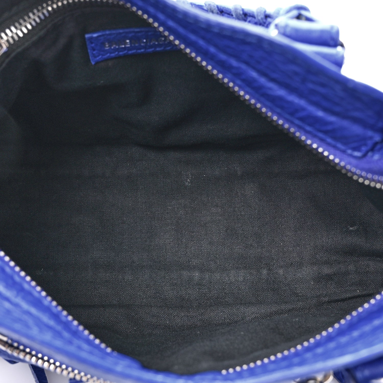 Balenciaga Agneau Classic Silver Hardware Mini City Logo Strap Bleu Electric Black 5 of 16