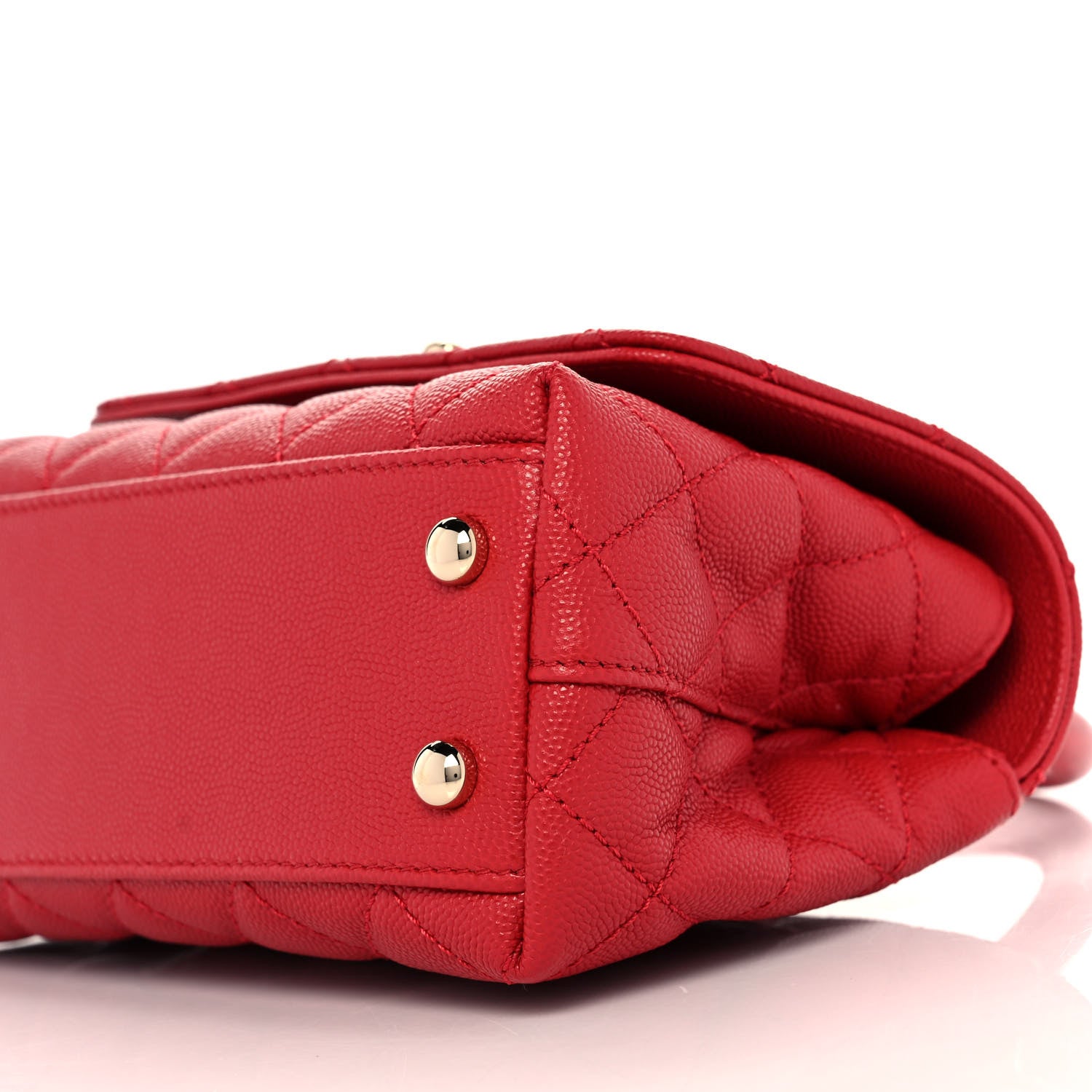 Chanel Caviar Quilted Lizard Embossed Extra Mini Coco Handle Flap Red 8 of 9