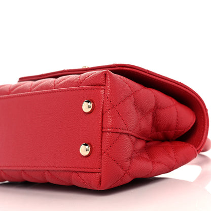 Chanel Caviar Quilted Lizard Embossed Extra Mini Coco Handle Flap Red 8 of 9
