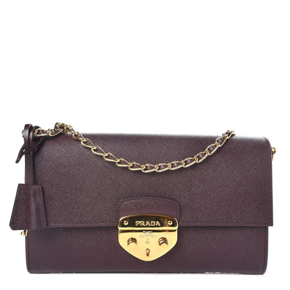 Prada Saffiano Lux Detachable Chain Clutch Wallet Bordeaux 1 of 8