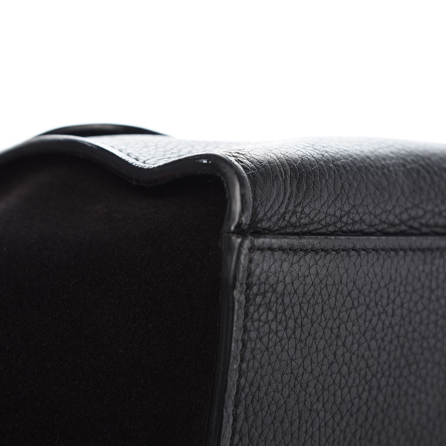 Drummed Calfskin Suede Small Trapeze Black