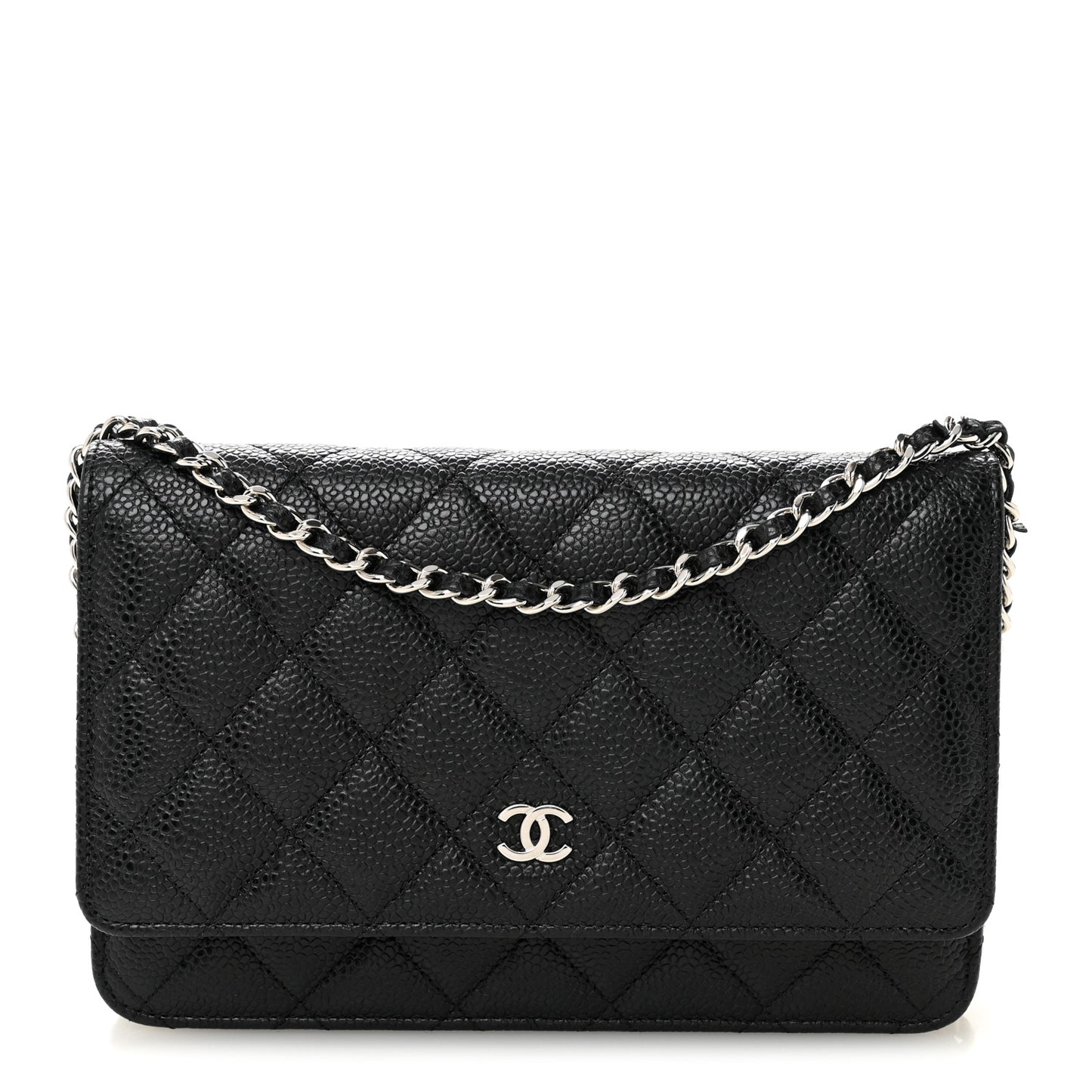 Caviar Quilted Wallet on Chain WOC Black