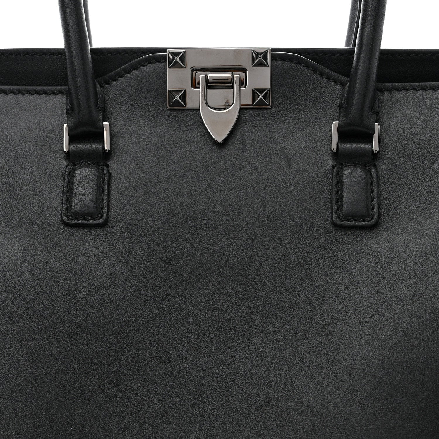 Valentino Garavani Vitello Rockstud Double Handle Tote Black 8 of 11