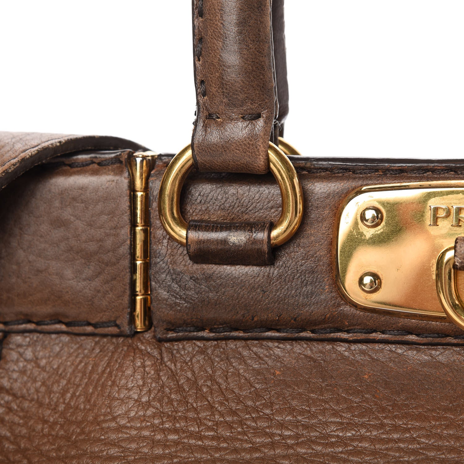 Prada Cervo Antik Top Handle Tote Brown 13 of 21