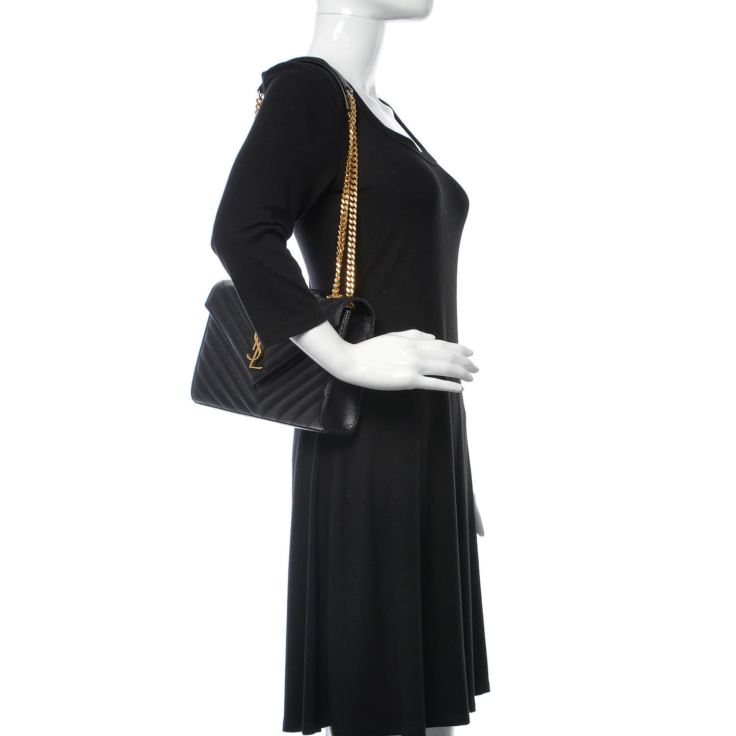 Grain De Poudre Matelasse Chevron Medium Monogram Satchel Black