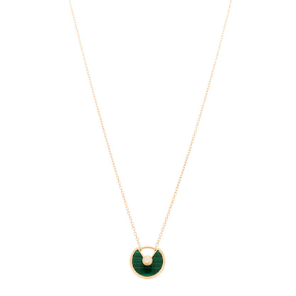 Cartier 18K Pink Gold Diamond Malachite XS Amulette de Cartier Pendant Necklace 1 of 5