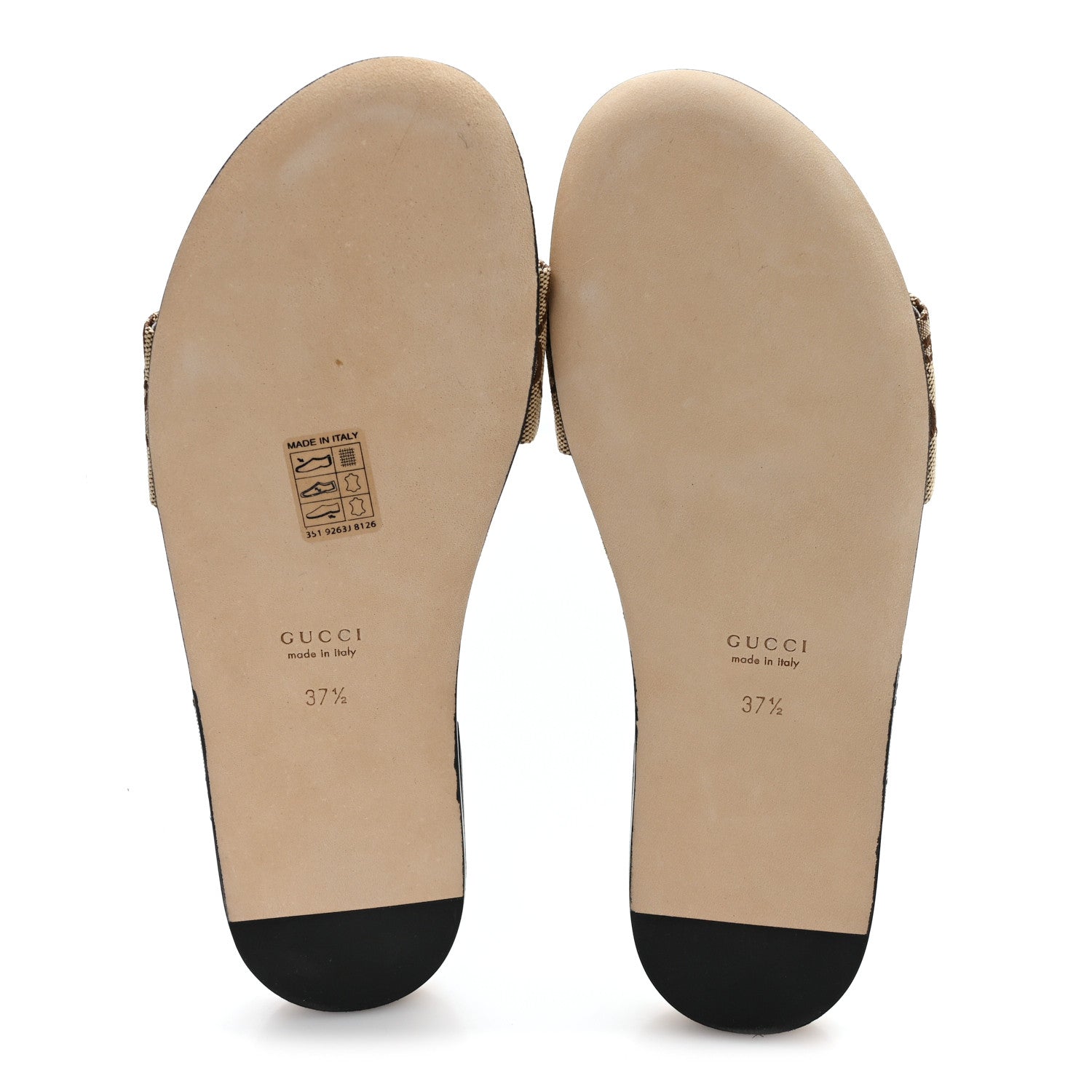 Gucci Monogram Horsebit Slide Sandals 37.5 Camel Ebony 6 of 10