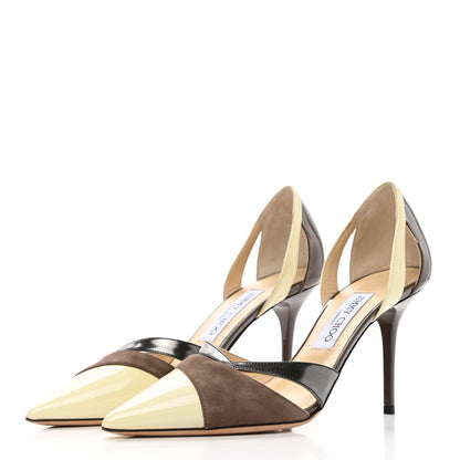 Jimmy Choo Patent Suede Marcine 100 Pumps 39 Off White Mink Anthracite 3 of 11