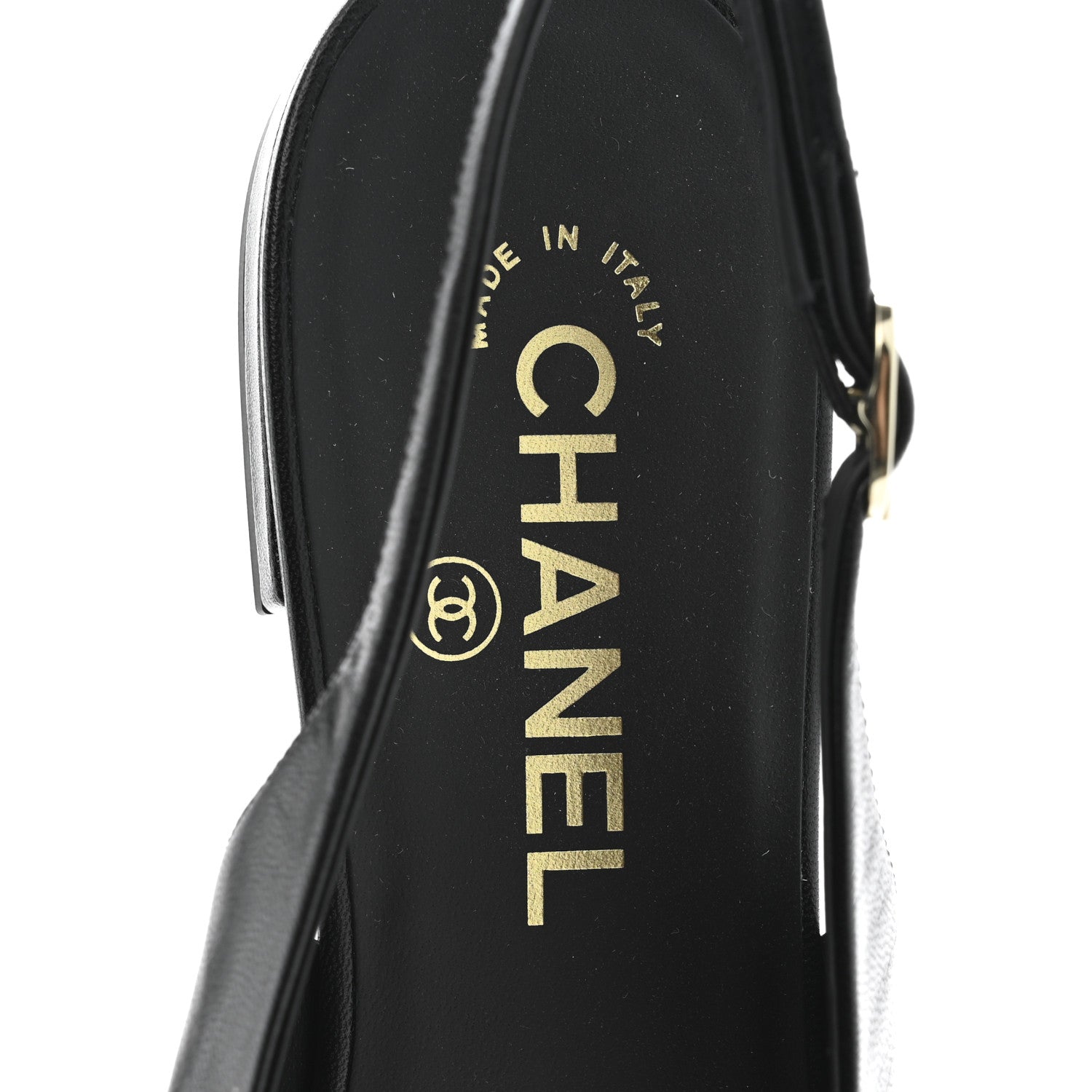 Chanel Goatskin Grosgrain Pointed Toe CC Slingback Flats 37 Black 8 of 11