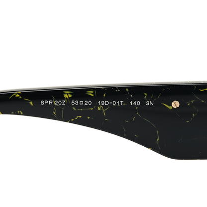 Prada Acetate Oval Symbole Sunglasses SPR 20Z Black Green Marble 6 of 7