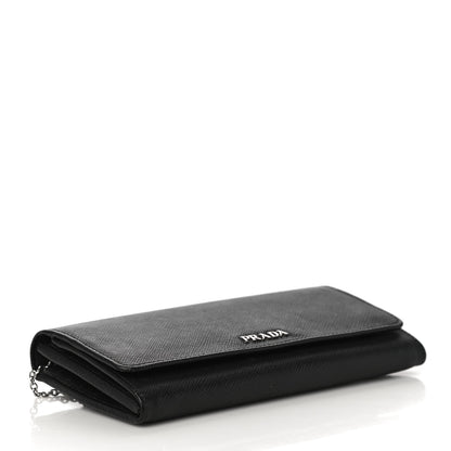 Prada Saffiano Metal Continental Flap Wallet Black Fuoco 5 of 11