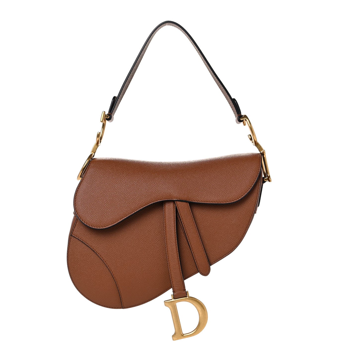 Grained Calfskin Saddle Bag Camello