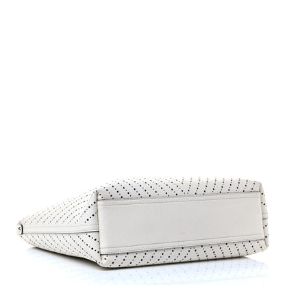 Chanel Perforated Grained Calfskin Large Shopping Tote White 3 of 4