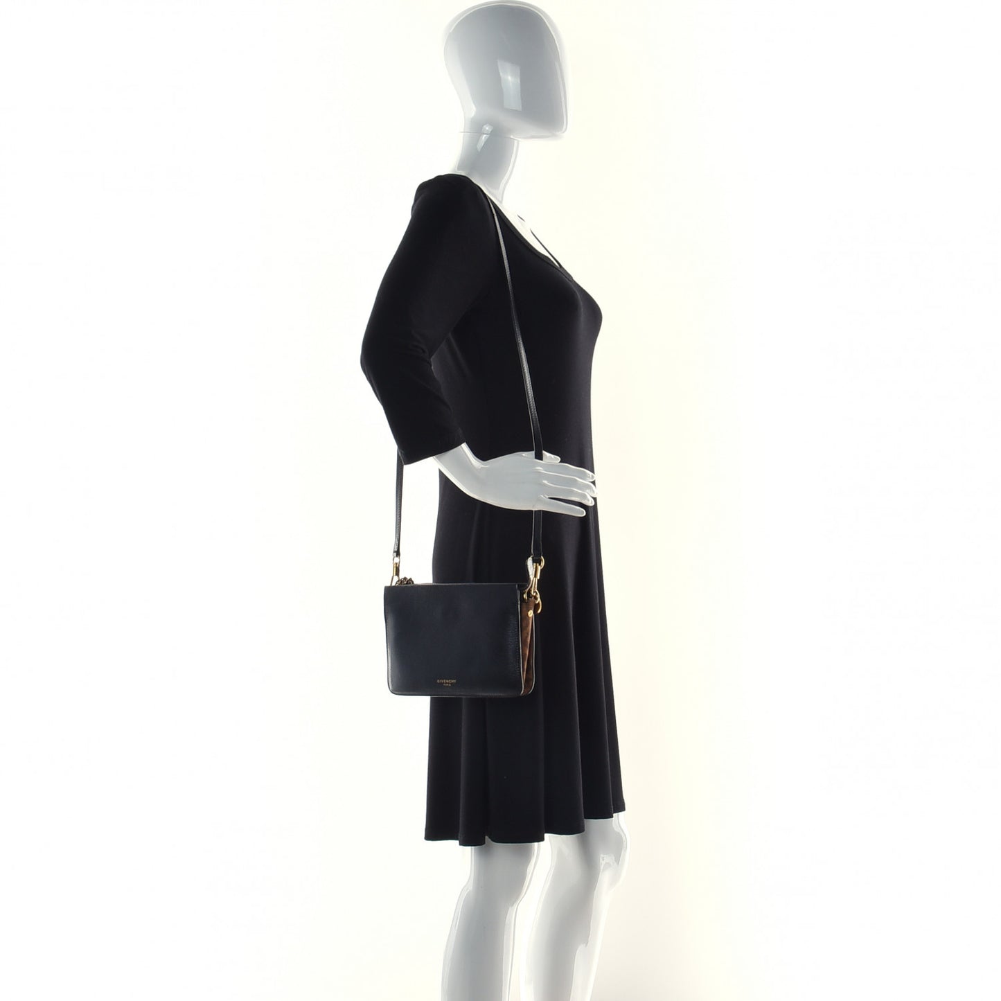 Goatskin Suede Cross 3 Crossbody Bag Black Leopard