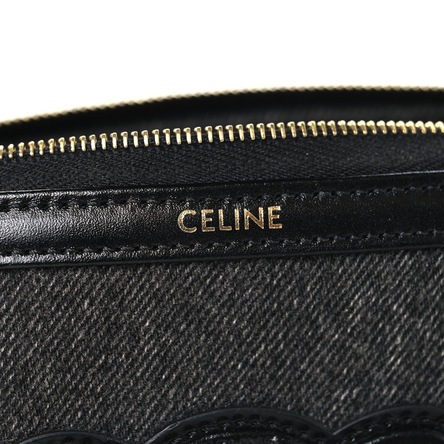 Celine Denim Cuir Triomphe Clutch On Chain Dark Grey 6 of 11