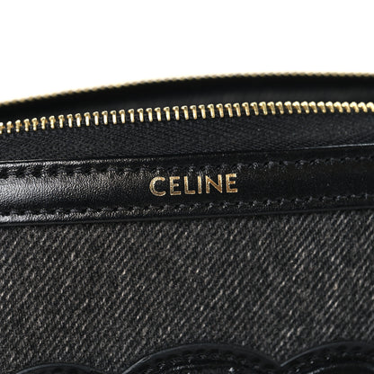 Celine Denim Cuir Triomphe Clutch On Chain Dark Grey 6 of 11