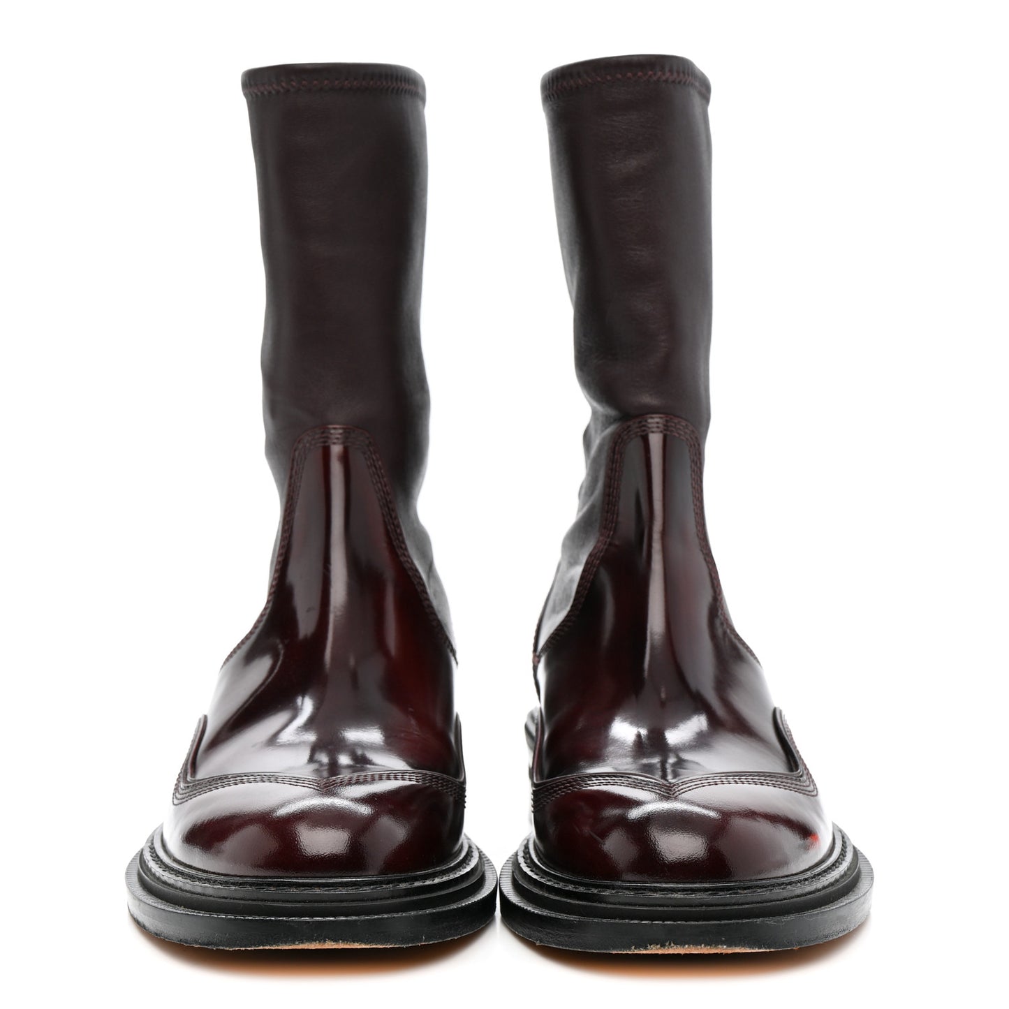 Patent Lambskin Chelsea Stretch Boots 37 Burgundy