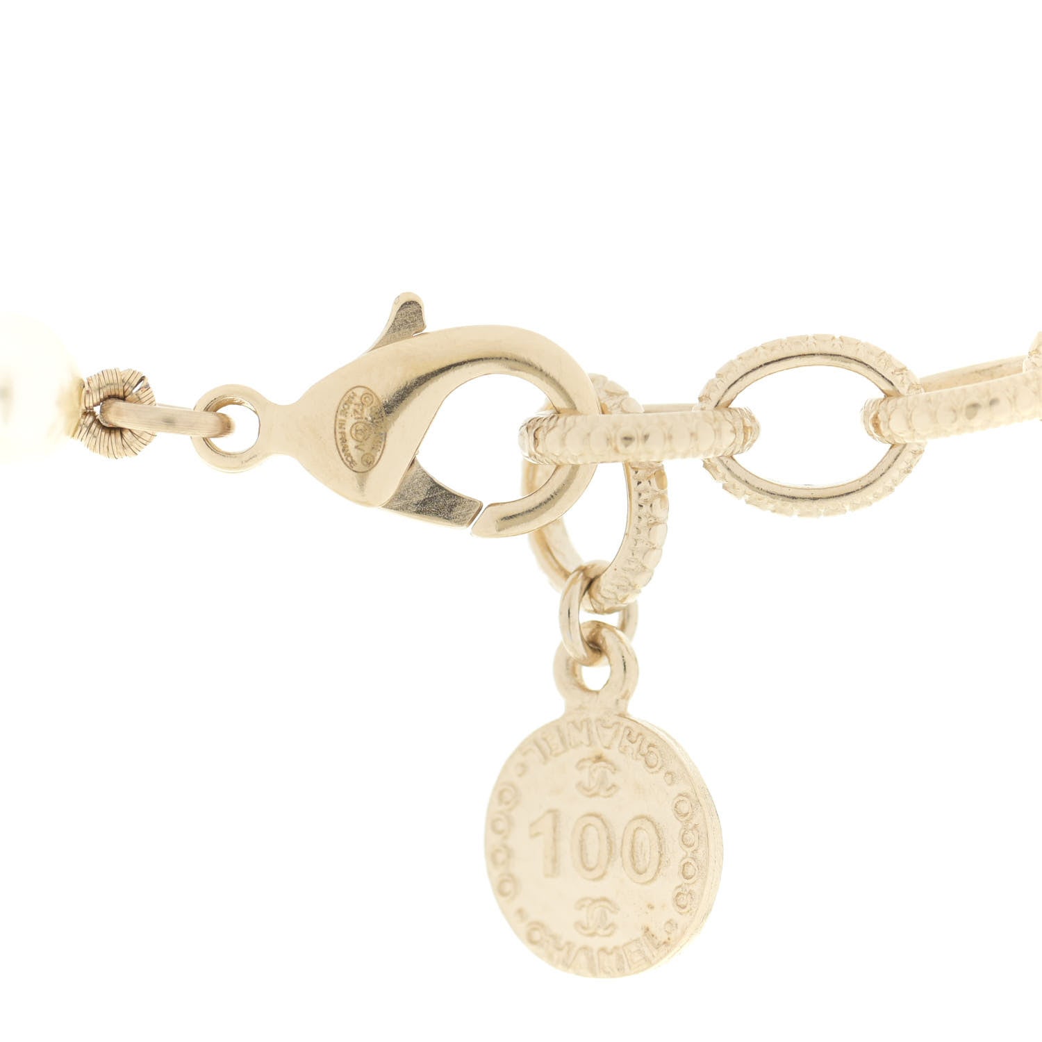 Chanel Pearl CC 100th Anniversary Necklace Light Gold 4 of 5