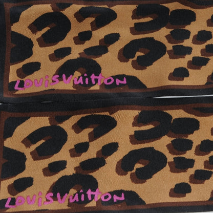 Louis Vuitton Silk Leopard Bandeau Scarf Marron 3 of 5